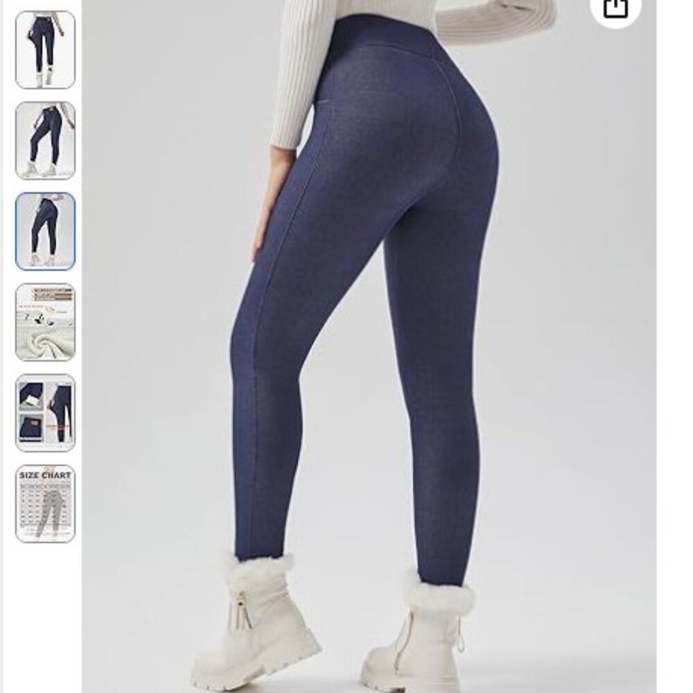 NEW! JK SUE JONES womens Lined Leggings - Size Medium - Picture 3 of 4